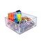 Azar Displays Deluxe Clear Square Bin Four Compartment Revolving Desk Organizer 8'' W x 8'' D x 4'' H 556359-GS-1PK - alternate 1